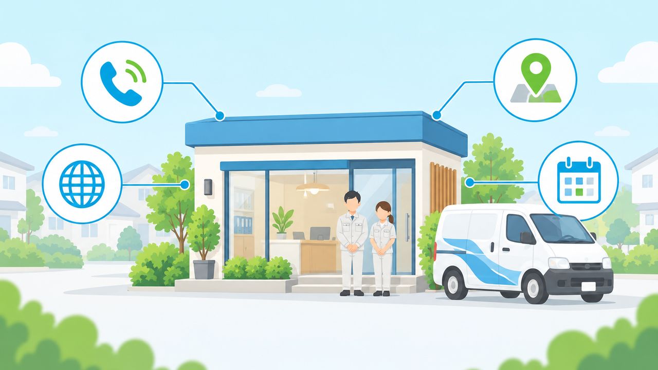 業者の所在地・電話・公式サイトなどの基本情報をまとめた図解